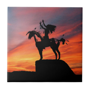 Native American Indian and horse Tile
