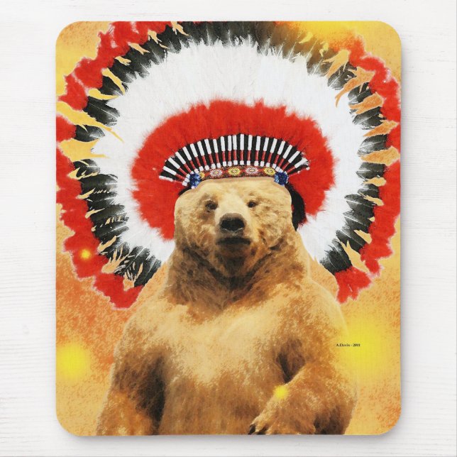 Native American Indian Bear Mouse Pad (Front)
