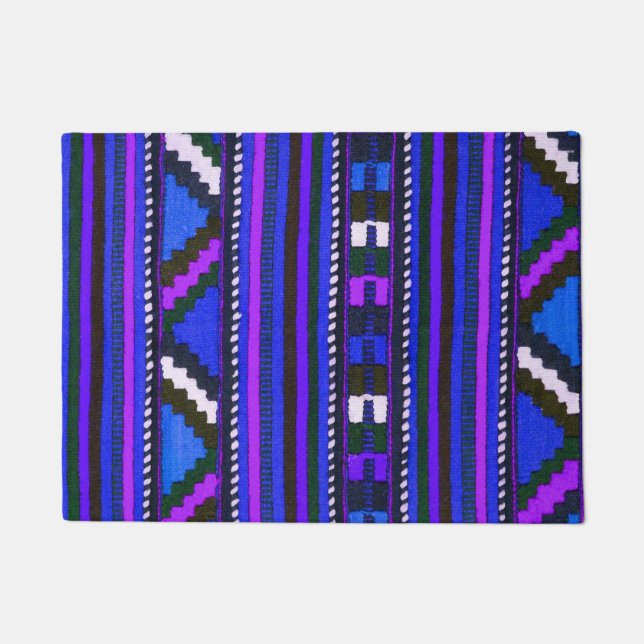 Native American Indian blue texture design Doormat (Front)