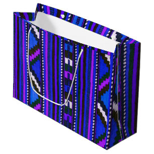 Native American Indian blue texture design Large Gift Bag