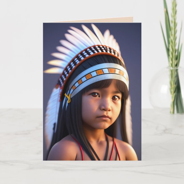 NATIVE AMERICAN INDIAN BOY ART BIRTHDAY  CARD (Front)