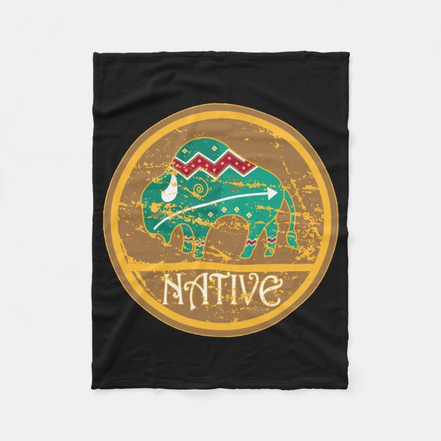 Native American Indian Buffalo Fleece Blanket (Front)