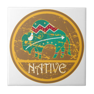 Native American Indian Buffalo Tile