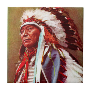 Native American Indian Cheif Ceramic Tile
