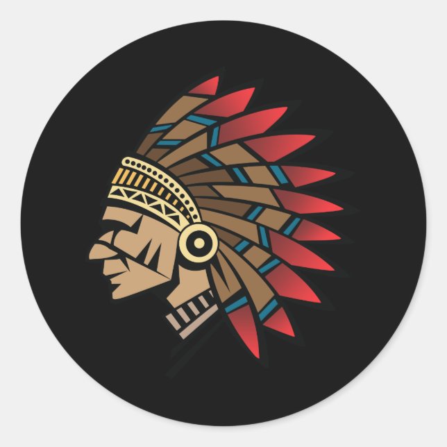 Native American Indian Chief Classic Round Sticker (Front)