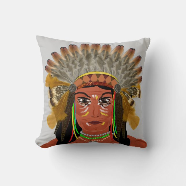 Native American Indian Chief Cushion (Front)