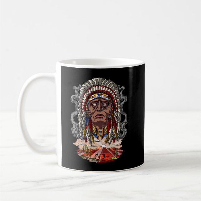 Native American Indian Chief Headdress Coffee Mug (Left)