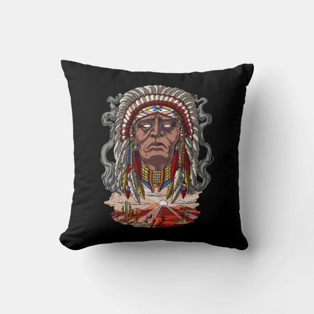 Native American Indian Chief Headdress Cushion (Front)