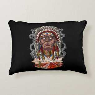 Native American Indian Chief Headdress Decorative Cushion
