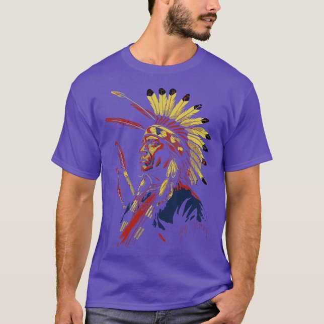 Native American Indian Chief Headdress Warrior T-Shirt (Front)