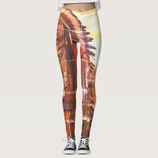 Native American Indian Chief on Customised Modern Leggings