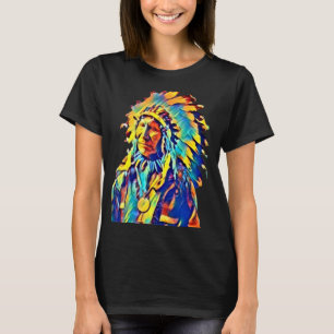 Native American Indian Chief Red Cloud Colourful T-Shirt