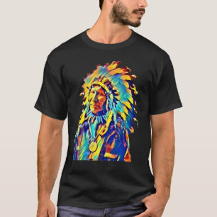 Native American Indian Chief Red Cloud Colourful T-Shirt