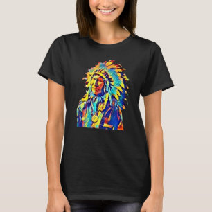 Native American Indian Chief Red Cloud Colourful T-Shirt