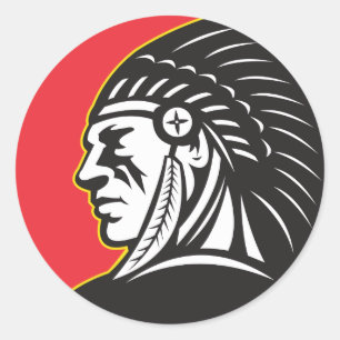 Native American Indian Chief Side Classic Round Sticker