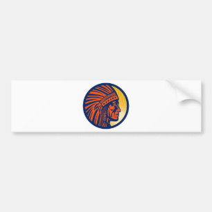 native american indian chief side view bumper sticker