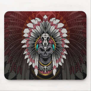 Native American Indian Chief Skull Mouse Pad