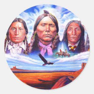 native american indian chiefs classic round sticker