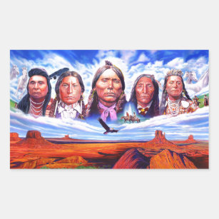native american indian chiefs rectangular sticker