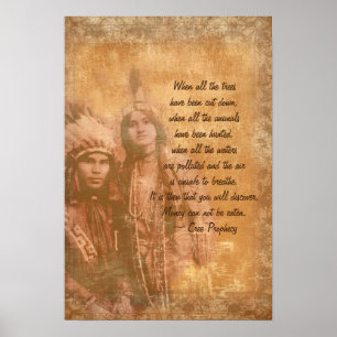 Native American Indian couple Cree Prophecy Poster