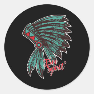 Native American Indian Free Spirit Awesome Hallowe Classic Round Sticker