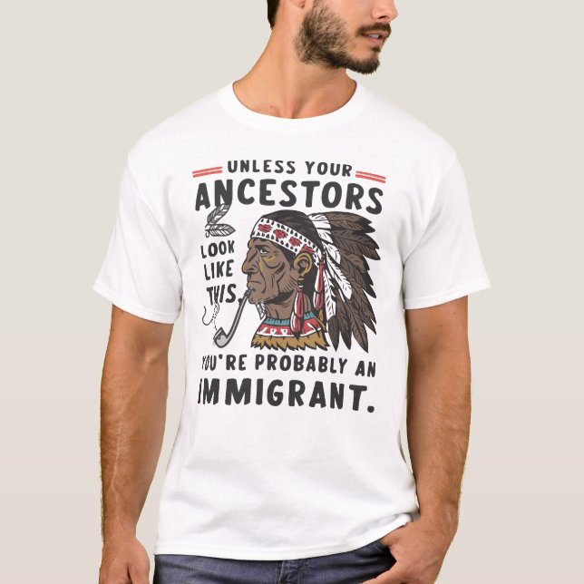 Native American Indian Headdress Chief Camp T-Shirt (Front)