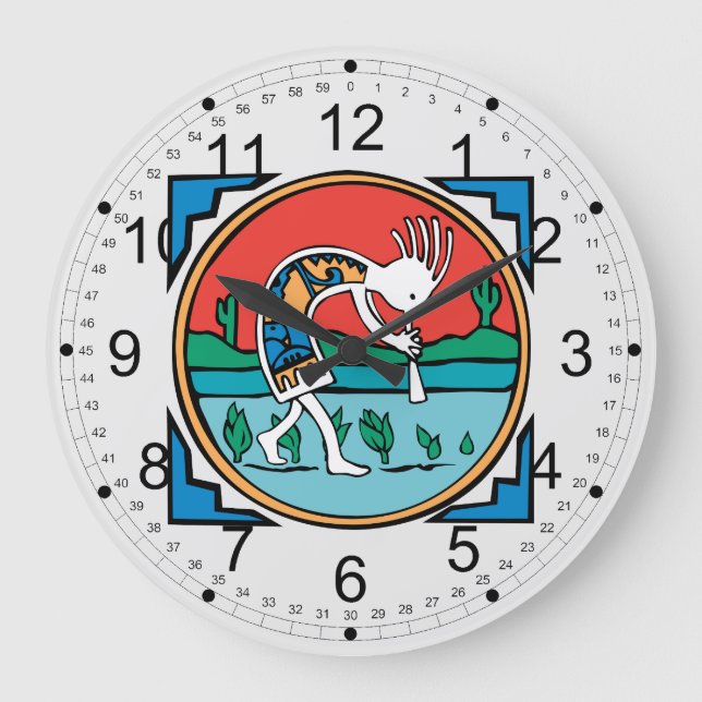 Native American Indian Kokopelli Large Clock (Front)