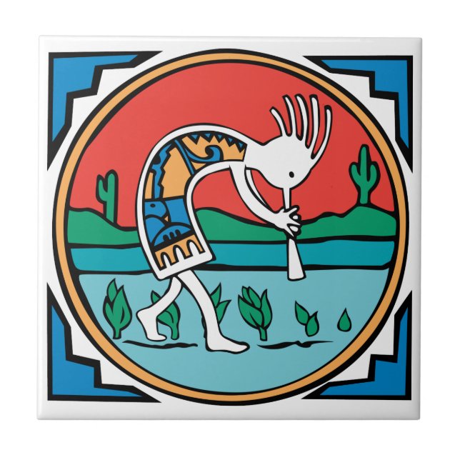 Native American Indian Kokopelli Tile (Front)