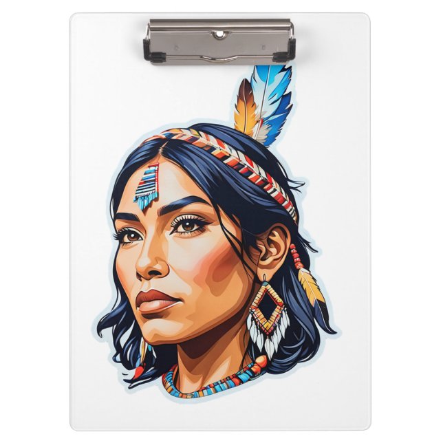 Native American Indian Lady Clipboard (Front)
