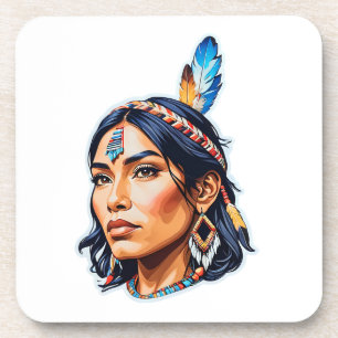 Native American Indian Lady Coaster