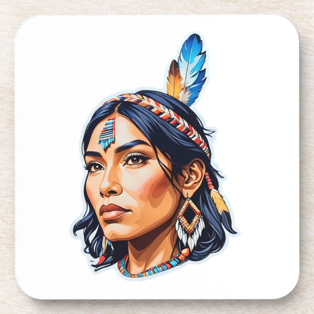 Native American Indian Lady Coaster (Front)