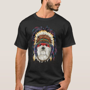 Native American Indian Maltese Dog Indigenous Peo T-Shirt