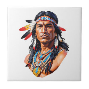 Native American Indian Man Ceramic Tile