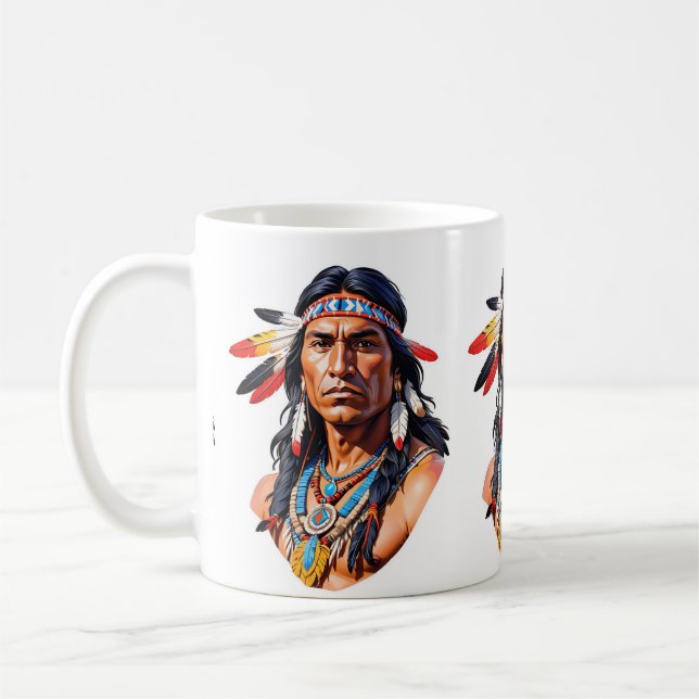 Native American Indian Man Coffee Mug (Left)