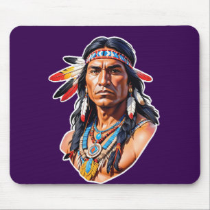 Native American Indian Man Mouse Pad