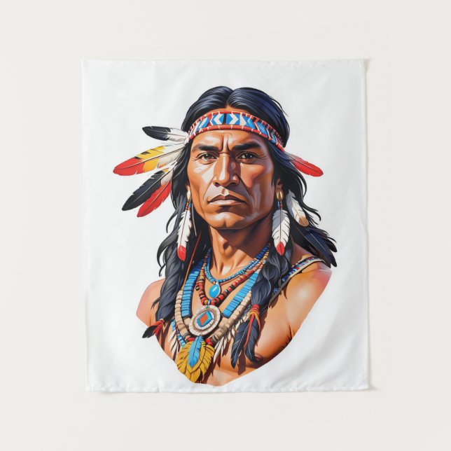 Native American Indian Man Tapestry (Front)