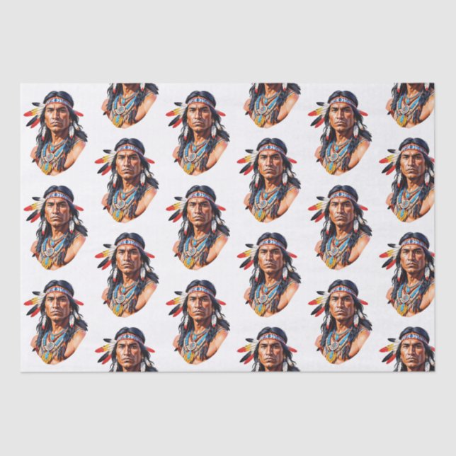 Native American Indian Man Tissue Paper (Front)