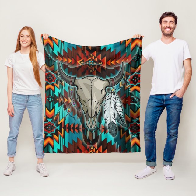 Native American Indian Pattern 04 Fleece Blanket (In Situ)