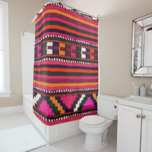 Native American Indian pink texture design Shower Curtain