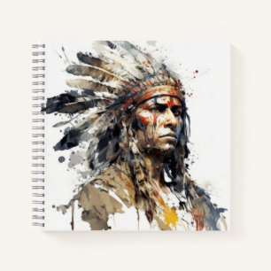 Native American Indian Portrait Warrior Painting Notebook