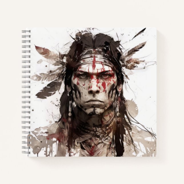 Native American Indian Portrait Warrior Painting Notebook (Front)