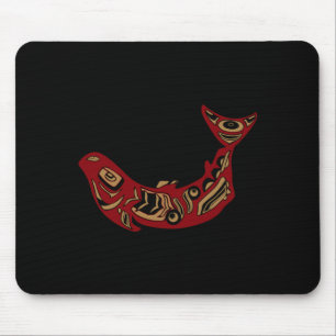 Native american indian salmon fish totem pacific mouse pad