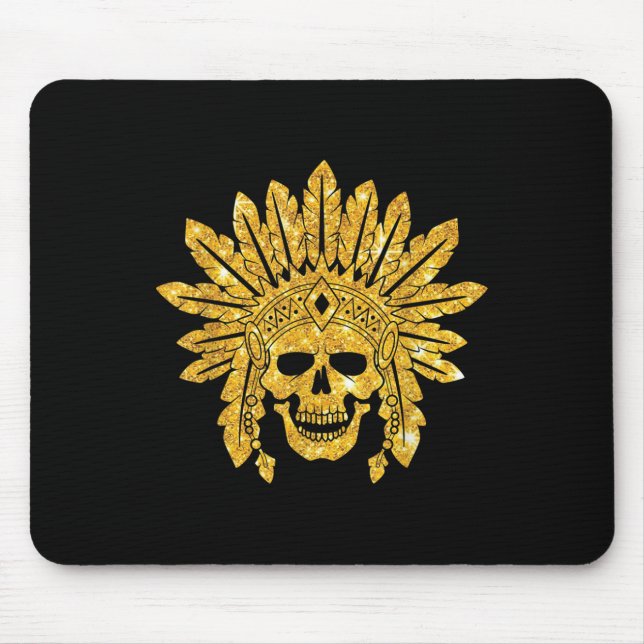Native American - Indian - Skull - Authentic - War Mouse Pad (Front)