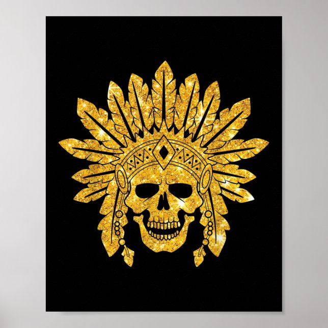 Native American - Indian - Skull - Authentic - War Poster (Front)