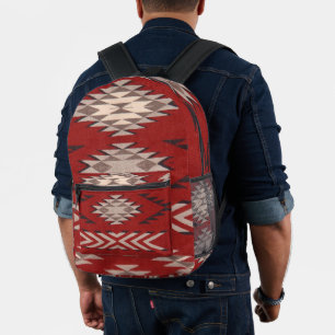 Native American Indian Southwest Pattern Red Printed Backpack