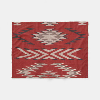 Native American Indian Southwest Red Pattern Fleece Blanket
