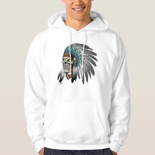 Native American Indian Tribal Gothic Skull Hoodie (Front)