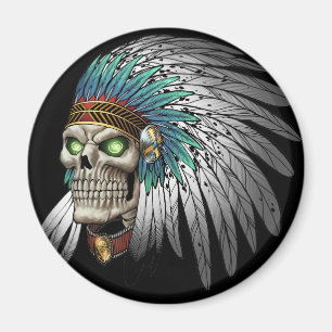Native American Indian Tribal Gothic Skull Magnet