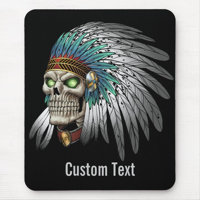 Native American Indian Tribal Gothic Skull Mouse Pad (Front)