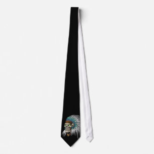 Native American Indian Tribal Gothic Skull Tie